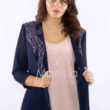 tailleur strass onda collo PF2180 BLU PAOLA FORTI 