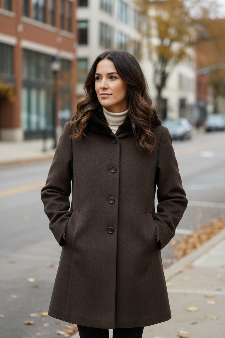 cappotto con cappuccio pelliccia ROMI2761 MORO MARICLA 