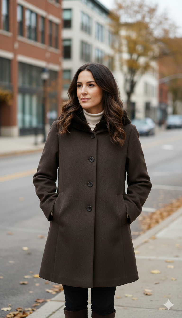 cappotto con cappuccio pelliccia ROMI2761 MORO MARICLA 