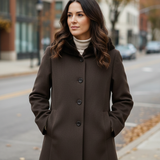 cappotto con cappuccio pelliccia ROMI2761 MORO MARICLA 