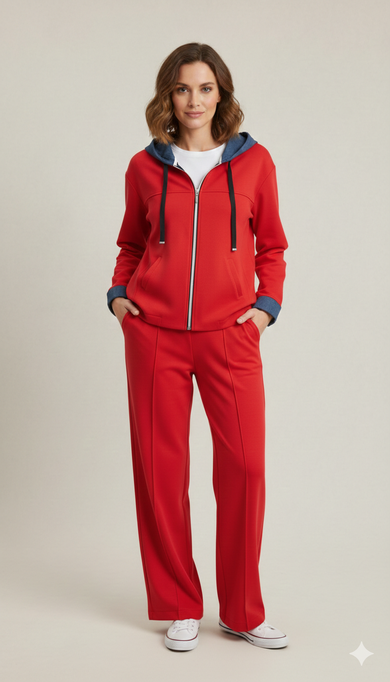 Completo Jogging Chic in Interlock  Eleganza Sportiva e Comfort Premium ANEMONE ROSSO MARICLA 