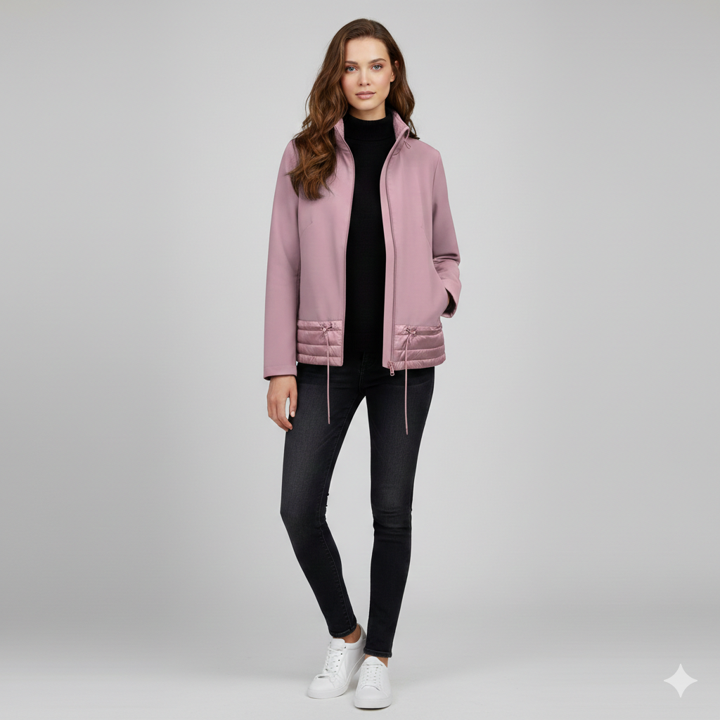 Giubbino spalmato e trapuntato con cappuccio EC2466 ROSA MARICLA 