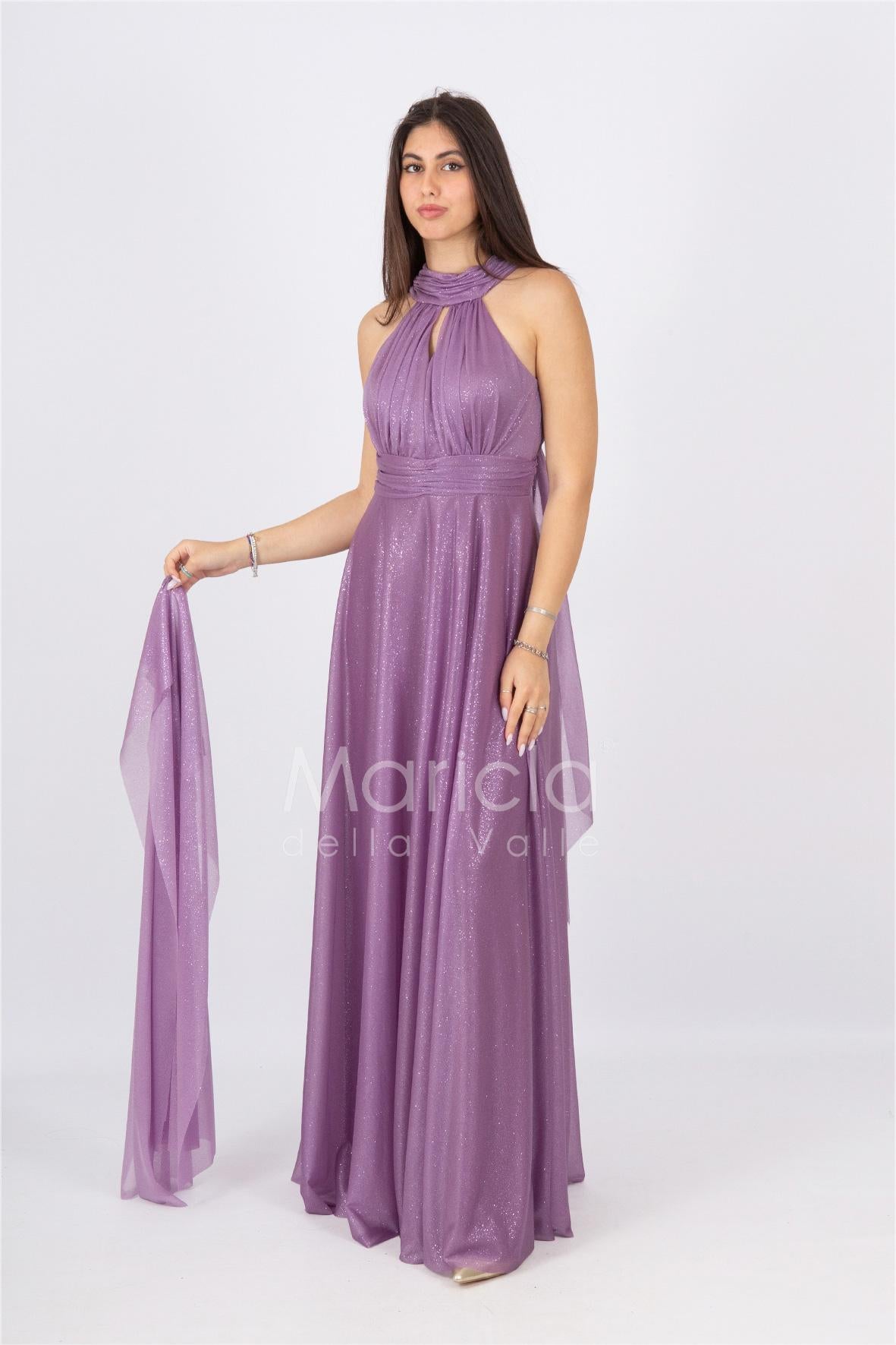 abito lungo scollo america glitter FI6646 UVA MARICLA ELEGANCE 