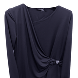 Blusa incrociata con dettaglio gioiello GR1468 BLU MARICLA 