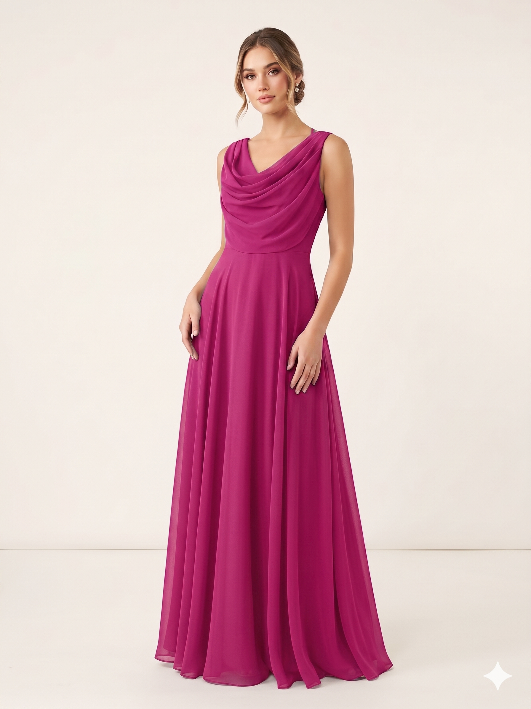 Abito con corpetto drappeggiato KMK540 FUCSIA MARICLA ELEGANCE 