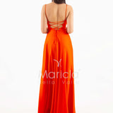 abito con spacco ANT7234 ARANCIO ANTILLE ELEGANCE 
