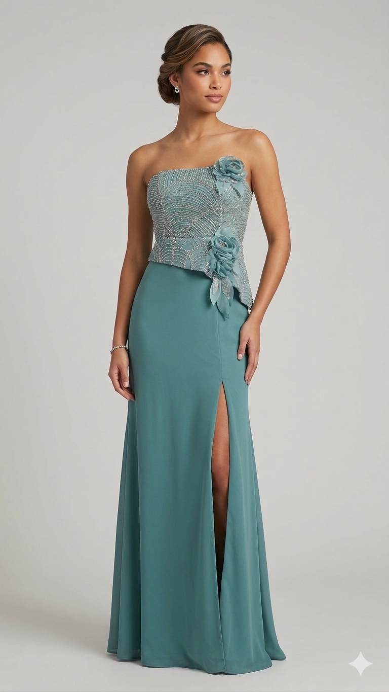 abito con baschina traverso strass KNK683 MENTA MARICLA ELEGANCE 