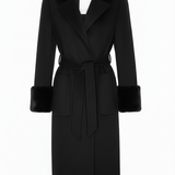 Cappotto Mid-Length Avvolgente con Polsini in Eco-Pelliccia ROMI2732 NERO MARICLA 