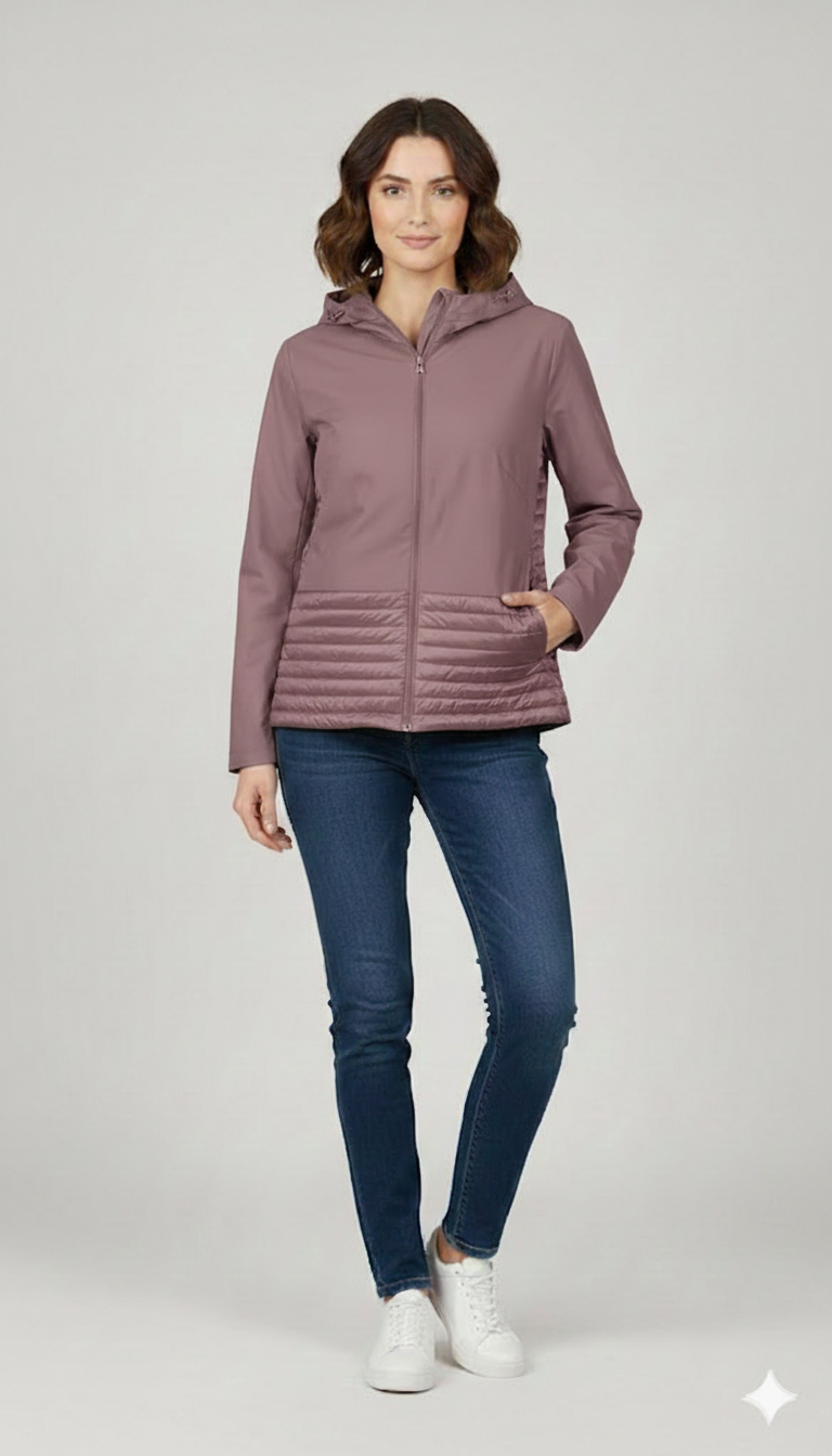 Giubbino tecnico trapuntato con cappuccio EC24110 ROSA MARICLA 