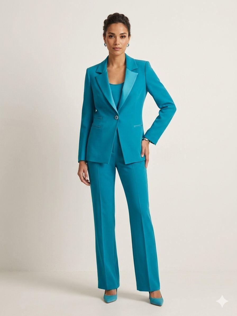 Completo 3 pezzi smoking SH604TP PETROLIO SHARON 