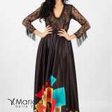 Gonnellone fantasia con body pizzo ANT19620SH NERO ANTILLE ELEGANCE 