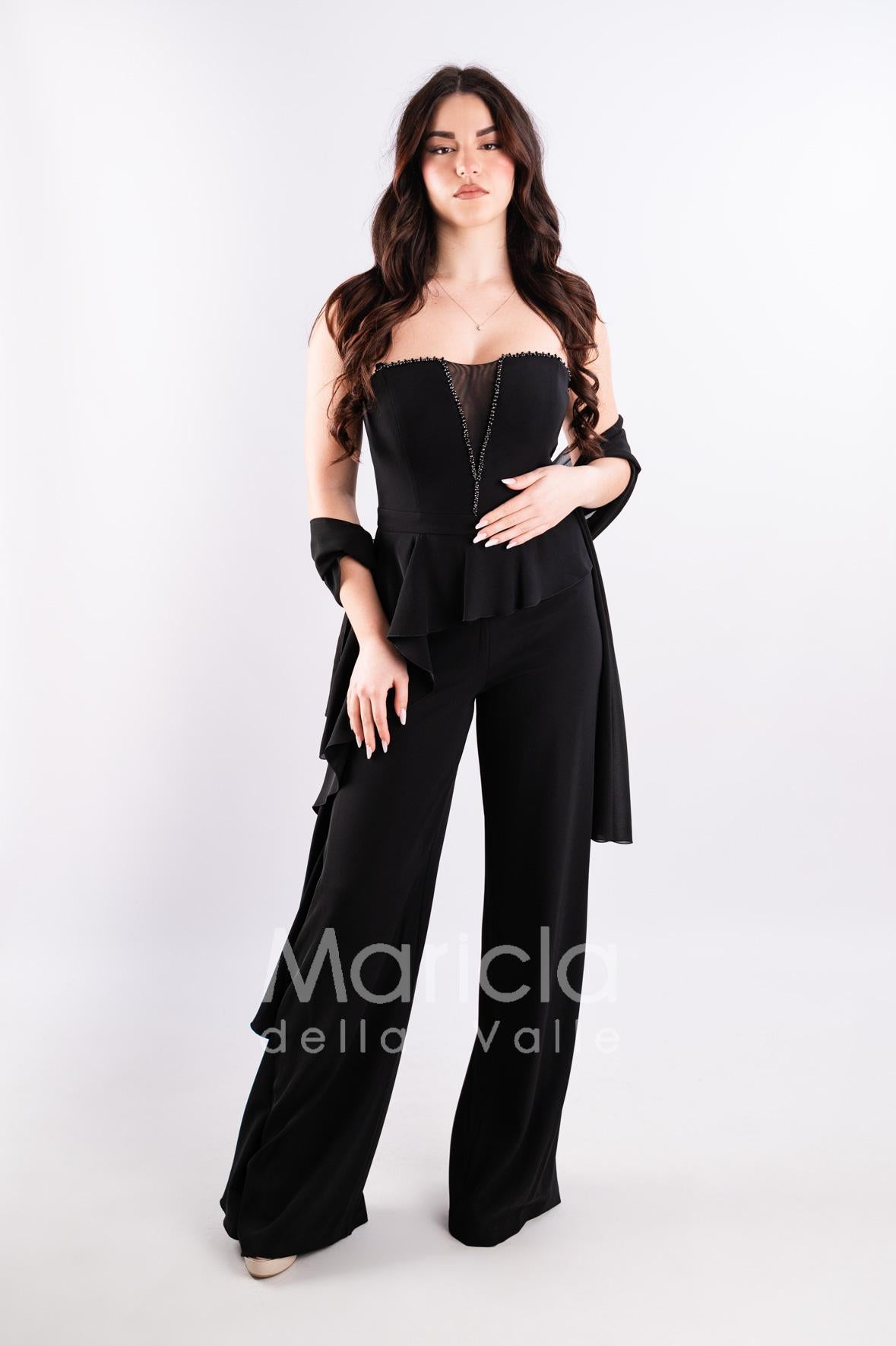 tuta con baschina PF108 NERO PAOLA FORTI 