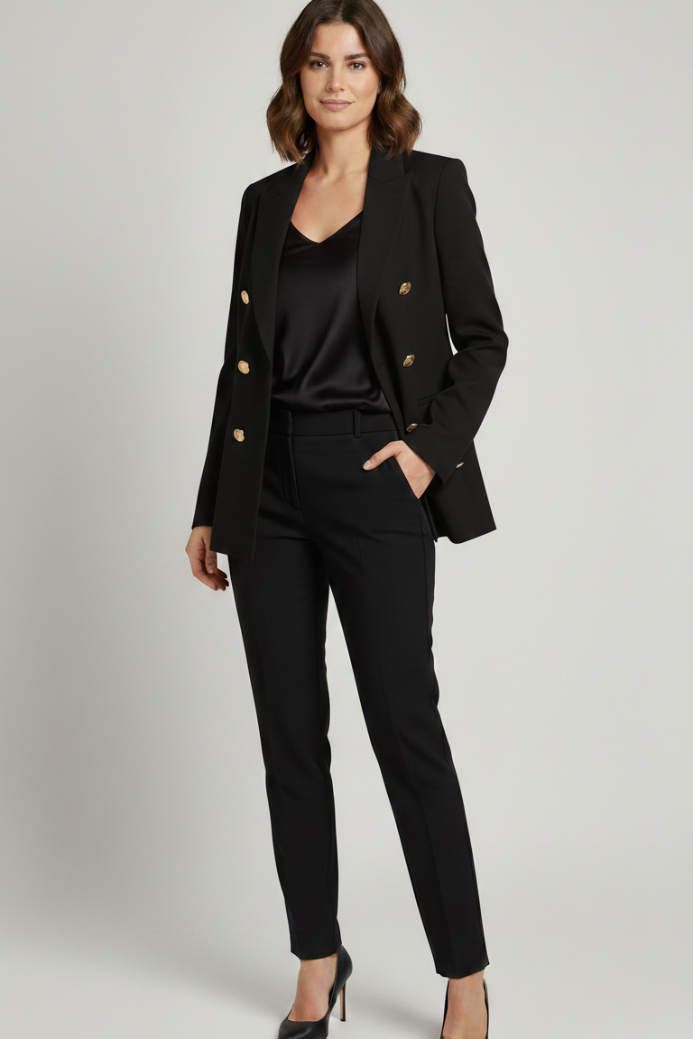 Giacca blazer tinta unita finto doppio petto ROMI4121 NERO MARICLA 