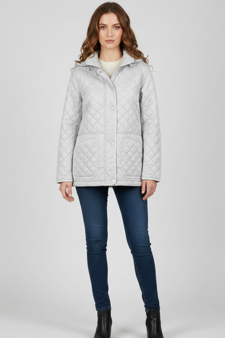 Giaccone trapuntato con cappuccio EC2508 GHIACCIO MARICLA 
