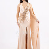 Abito sirena lungo con spacco ANT03JKN NUDE ANTILLE ELEGANCE 