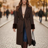 Cappotto Mid-Length Avvolgente con Polsini in Eco-Pelliccia ROMI2732 MORO MARICLA 