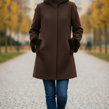 Cappotto con manicotti in pelliccia ROMI2734 MORO MARICLA 