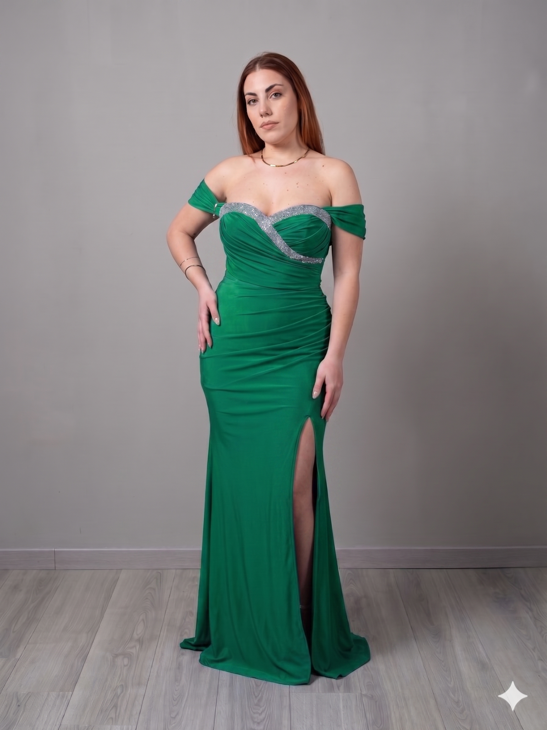 abito omerale strass FI12226 VERDE MARICLA ELEGANCE 