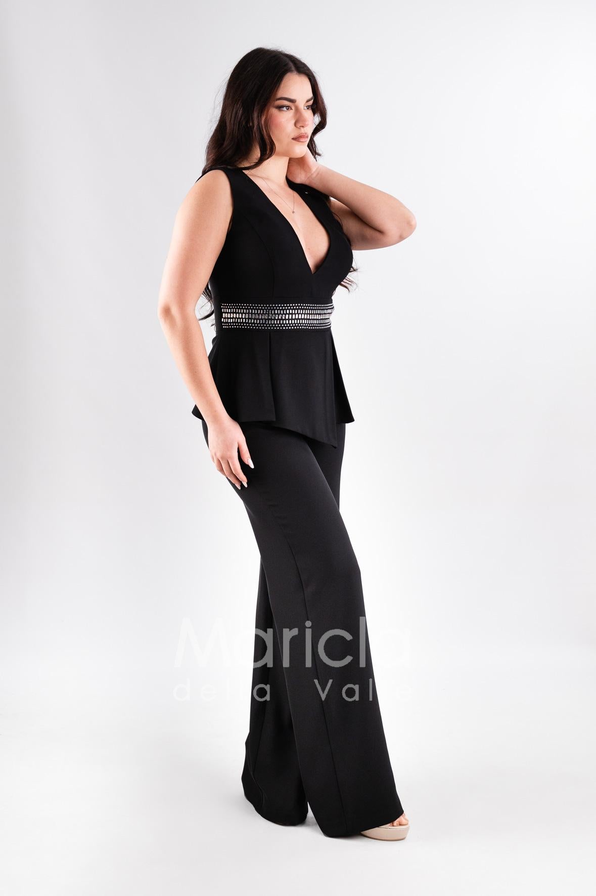 tuta baschina con strass SH606 NERO SHARON 