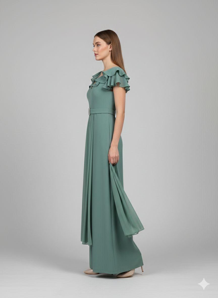 tuta con rouche spalle SH404TU SALVIA SHARON 