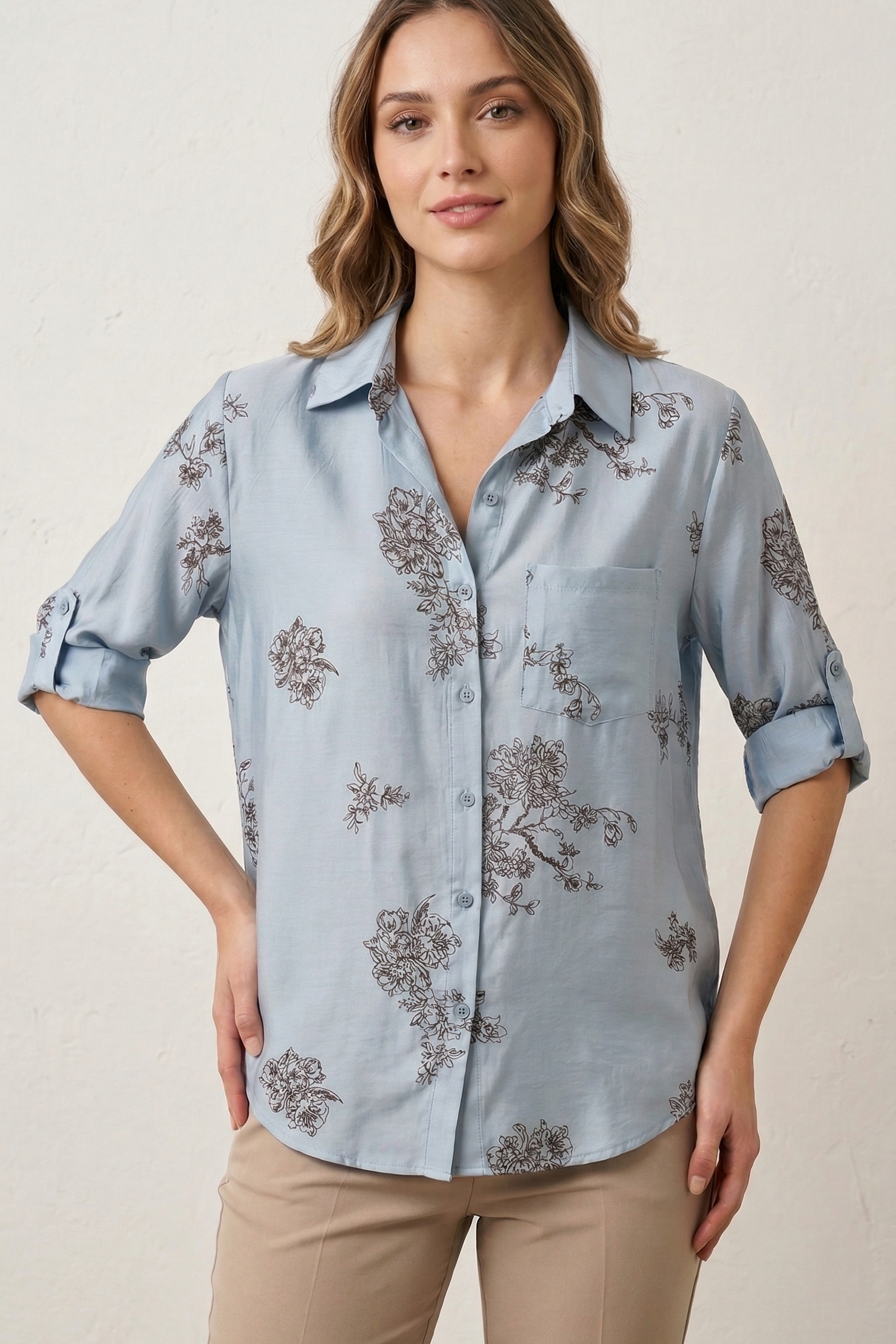 camicia con fantasia interna LIN499 CELESTE LINDAS 