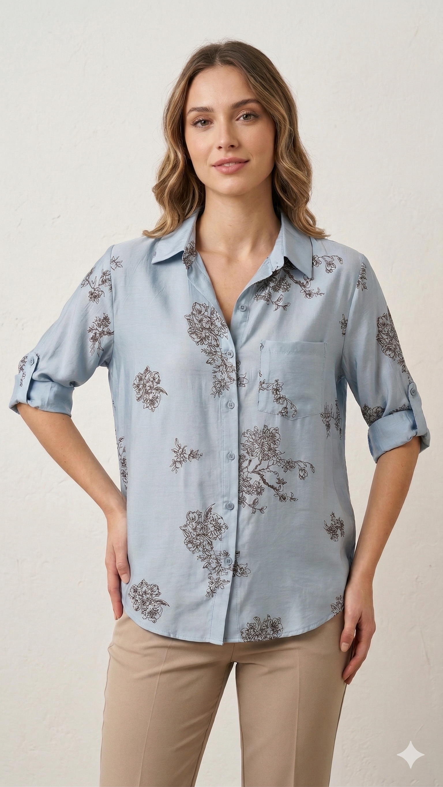 camicia con fantasia interna LIN499 CELESTE LINDAS 
