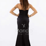 abito lungo coppe e lacci argento CAR58166BIS NERO MARICLA ELEGANCE 