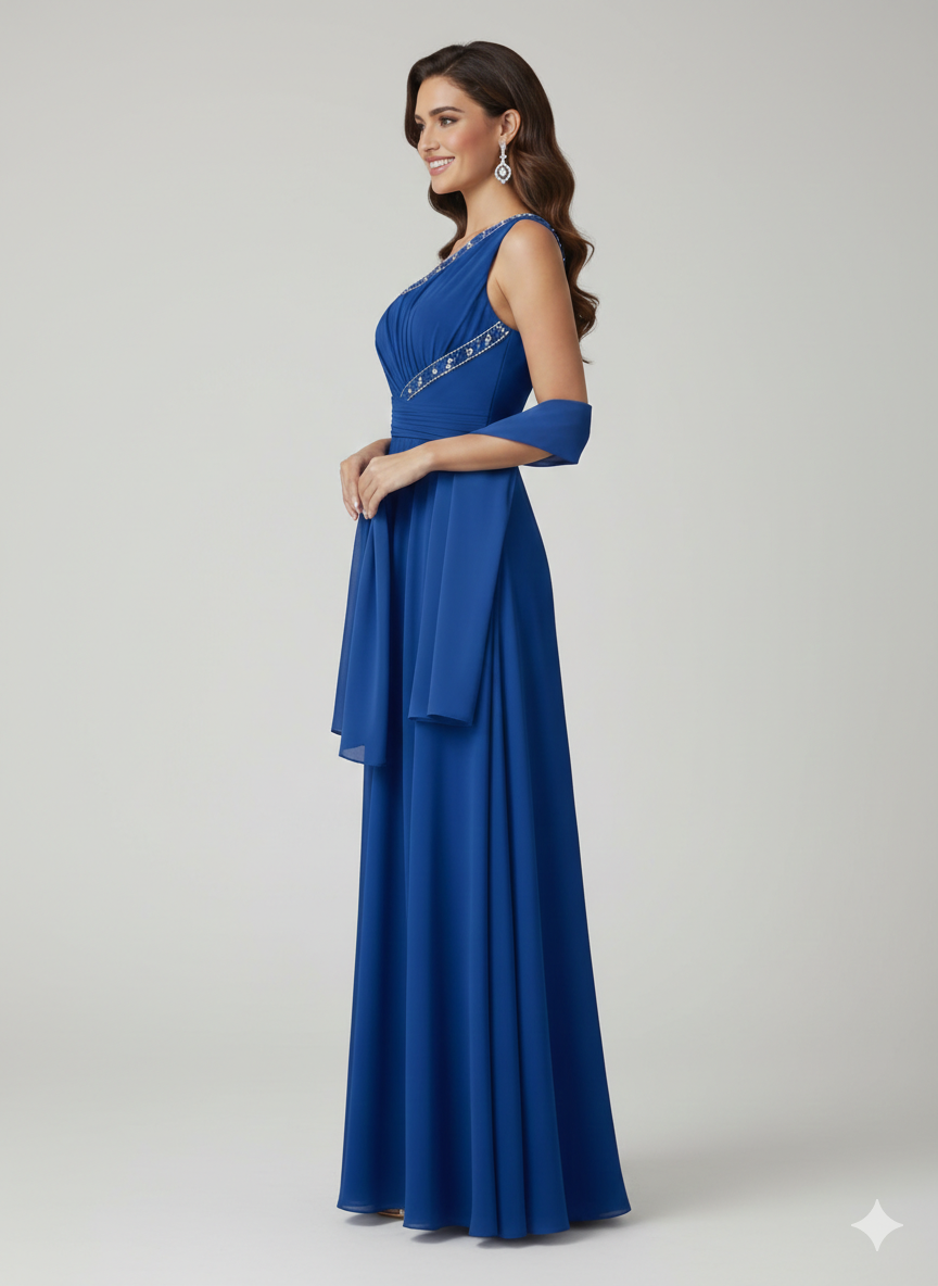 abito lungo con doppia fascia strass LH200AL ROYAL LUDOVICA HASSLER 