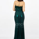 abito con corpetto piume INV2331 VERDE MARICLA ELEGANCE 