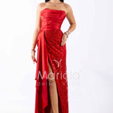 abito lungo paiette cuore HC7459 ROSSO MARICLA ELEGANCE 
