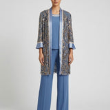 completo 3 pezzi spolverino paiette NC7138 INDACO MARICLA ELEGANCE 