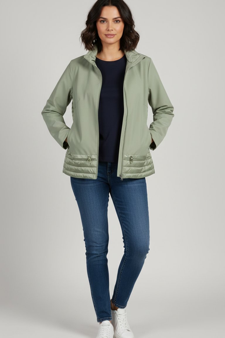 Giubbino spalmato e trapuntato con cappuccio EC2466 MENTA MARICLA 