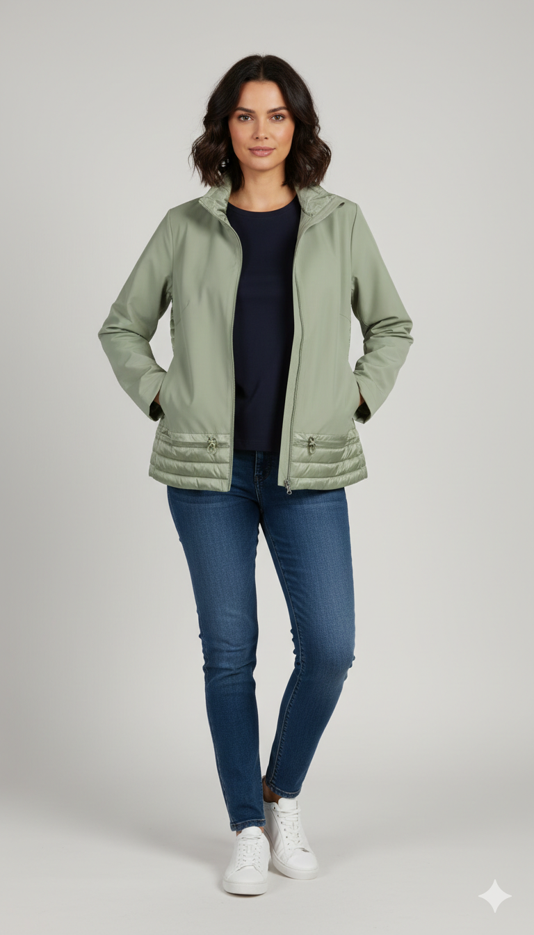 Giubbino spalmato e trapuntato con cappuccio EC2466 MENTA MARICLA 