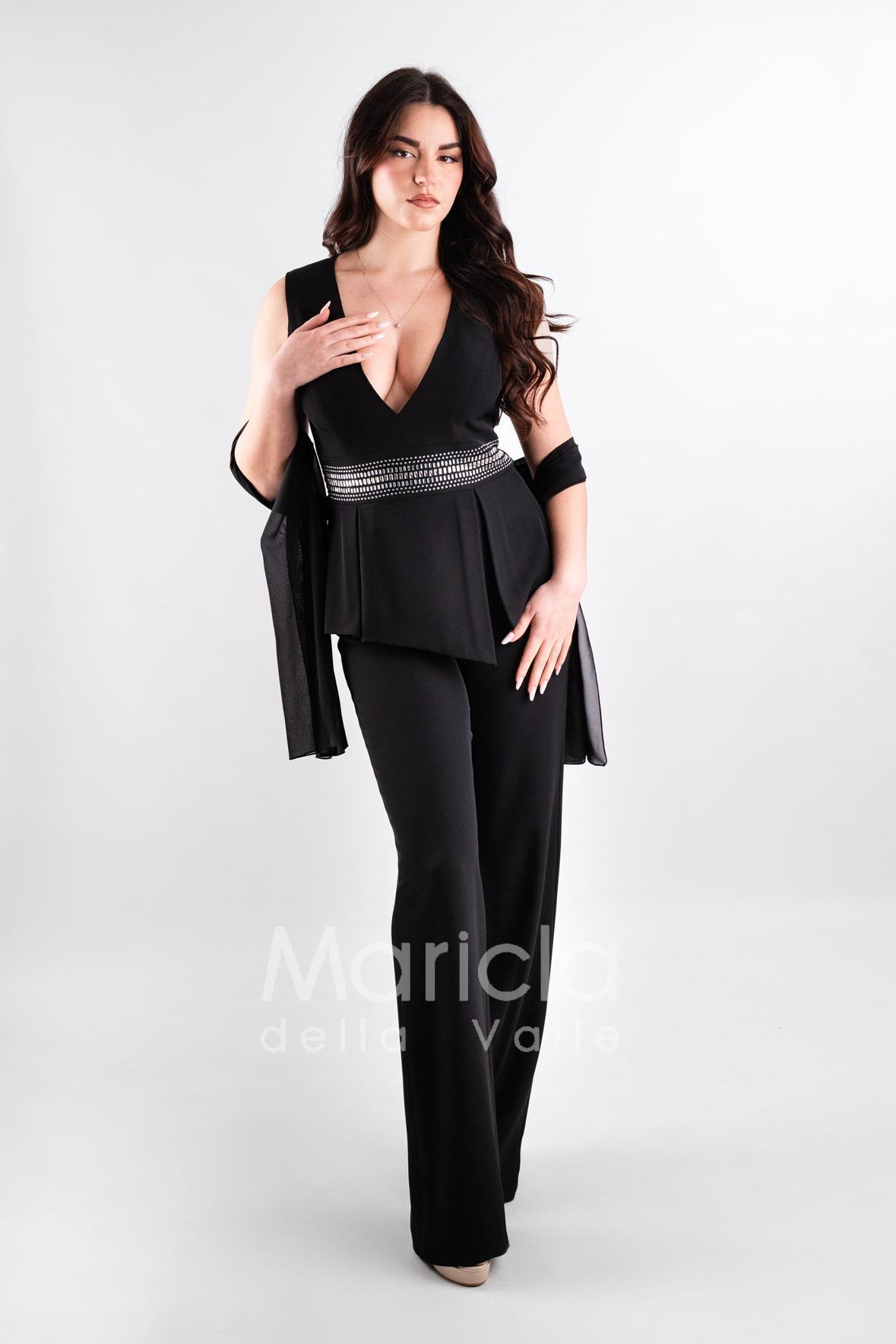 tuta baschina con strass SH606 NERO SHARON 
