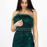 abito con corpetto piume INV2331 VERDE MARICLA ELEGANCE 