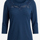 Maglia Elegante con Scollo Decorato e Dettagli Luce PER 26109 BLU MARICLA 