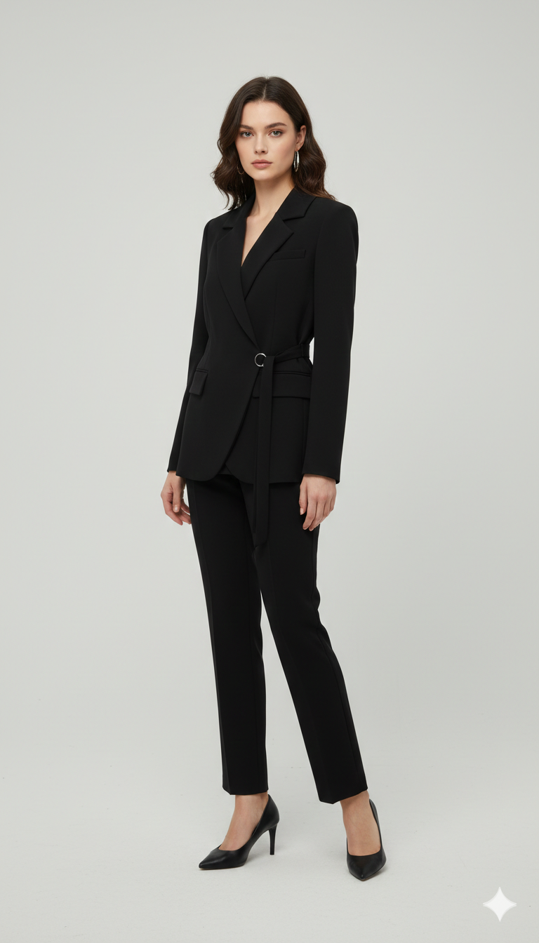 tailleur con giacca incrocio LIBERTY NERO MARICLA 