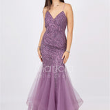 abito lungo glitter con triangoli toulle FI7269 LAVANDA MARICLA ELEGANCE 