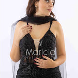 abito lungo intrecciato dietro FI7522 NERO MARICLA ELEGANCE 