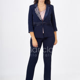 tailleur 3pz ricamo PF400TP BLU PAOLA FORTI 