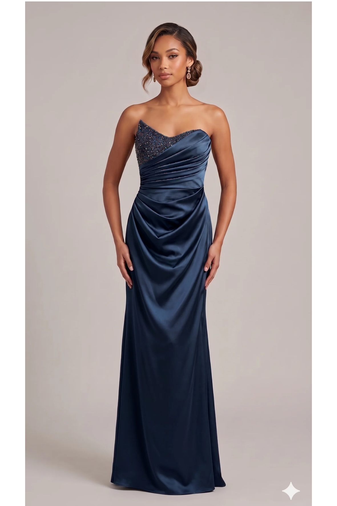 Abito con drapeggio e pietrine strass ALC13 BLU MARICLA ELEGANCE 