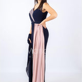 Tuta bicolore con strass PF507 BLU PAOLA FORTI 