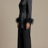 tuta smoking con piume manica AD11033 NERO MARICLA 