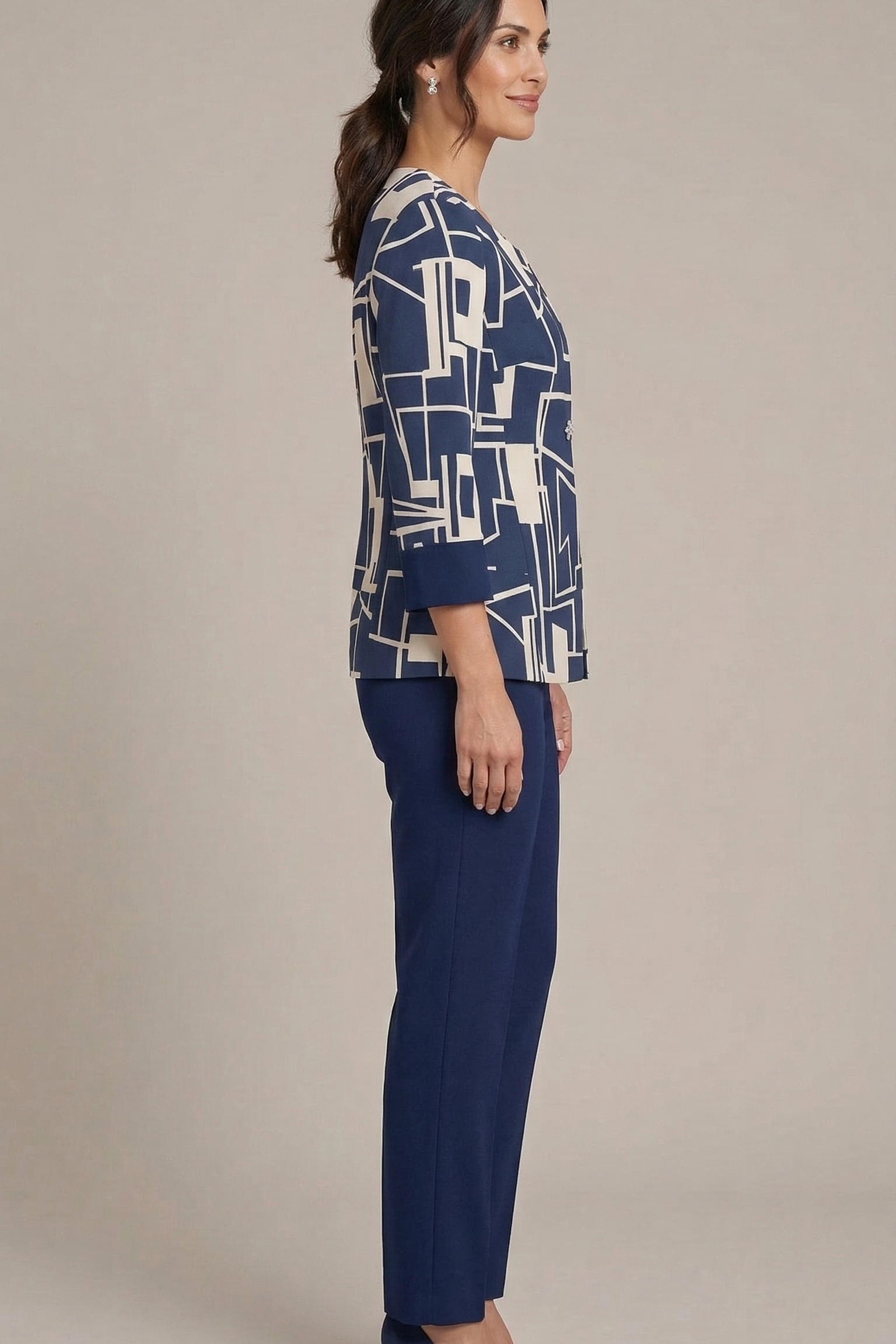 tailleur 3 pz giacca fantasia GRILLO BLU MARICLA 