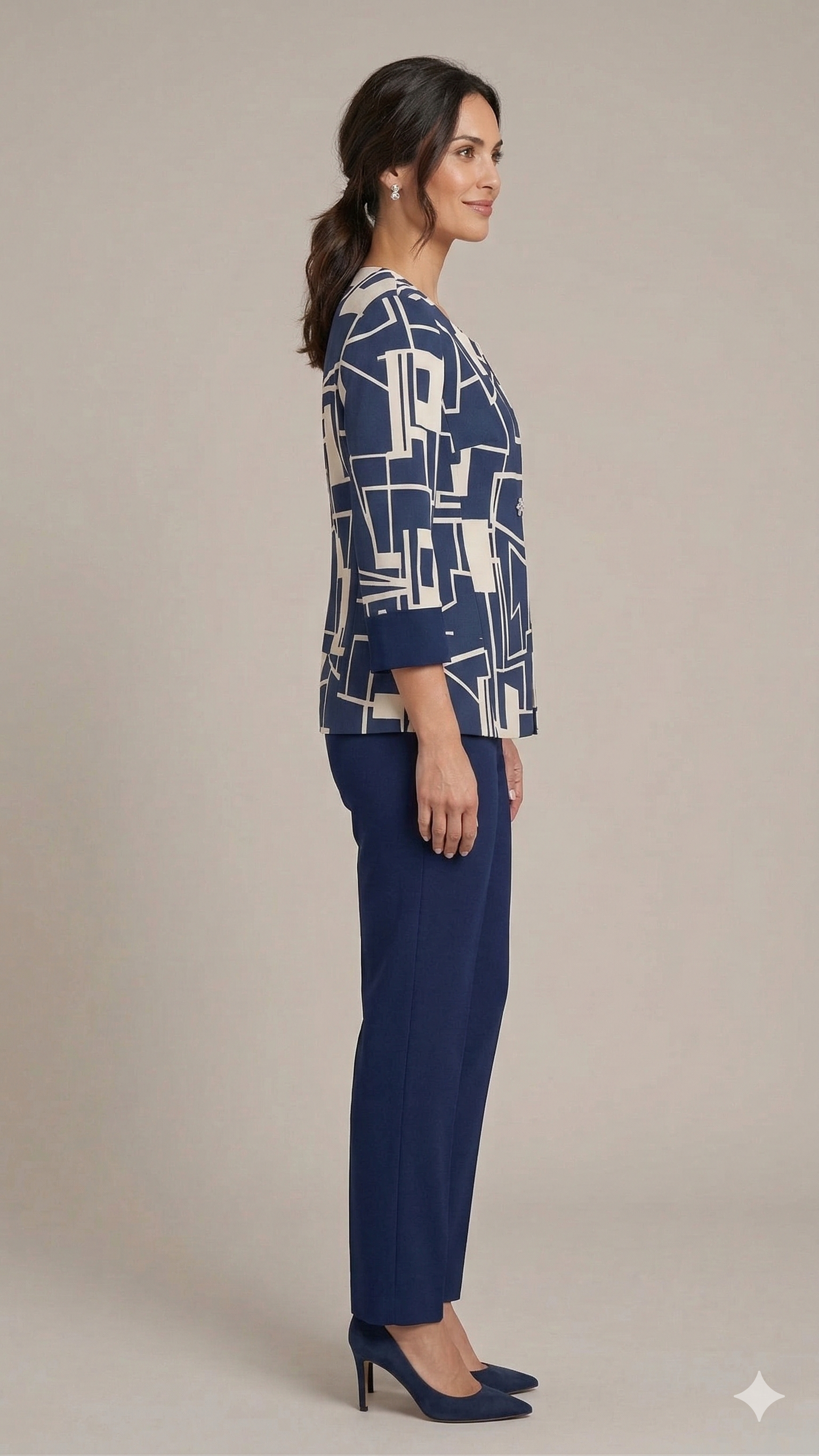 tailleur 3 pz giacca fantasia GRILLO BLU MARICLA 