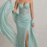 abito lungo macramè CAR58589 MENTA MARICLA ELEGANCE 