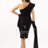 abito midi monospalla cintura gioiello SH841AC NERO SHARON 
