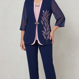 tailleur 3 pezzi giacca strass NC4426 BLU MARICLA ELEGANCE 