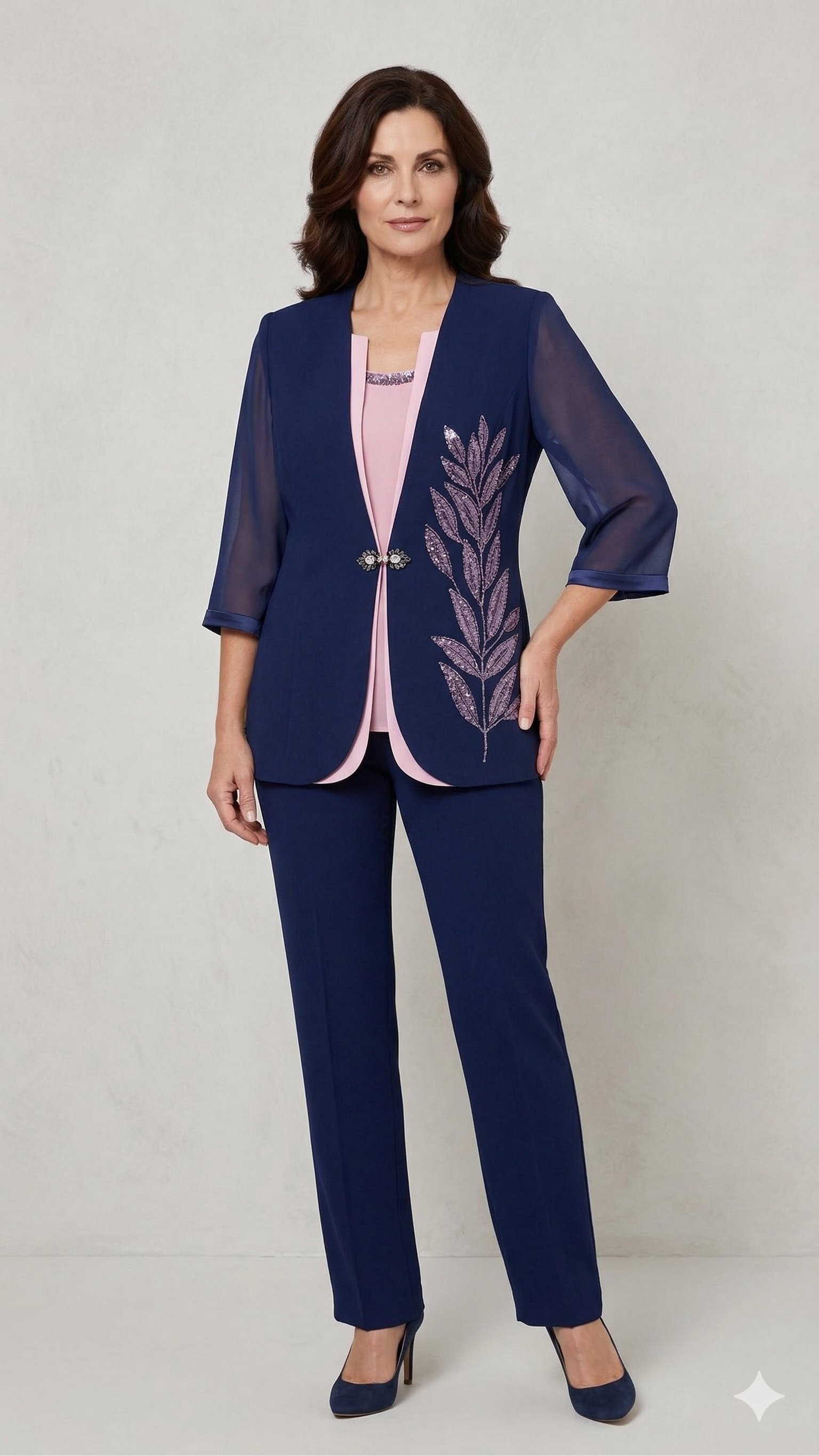 tailleur 3 pezzi giacca strass NC4426 BLU MARICLA ELEGANCE 