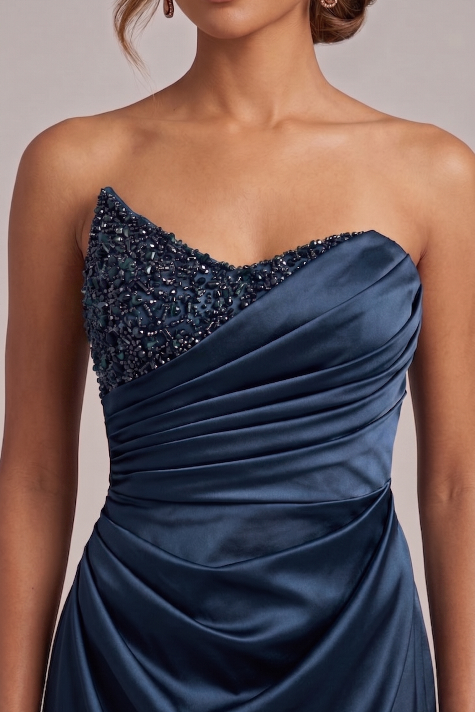 Abito con drapeggio e pietrine strass ALC13 BLU MARICLA ELEGANCE 